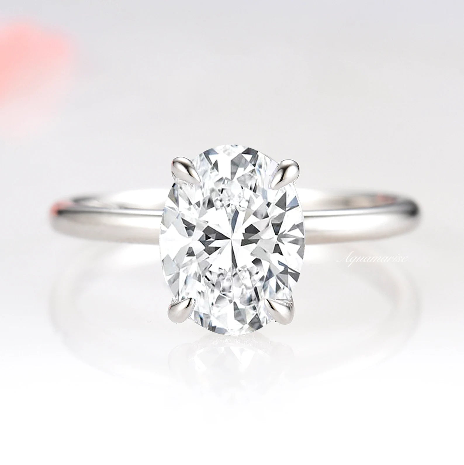 ladies engagement rings designs-Moissanite/ White Sapphire Engagement Ring- Sterling Silver (Hidden Accents)