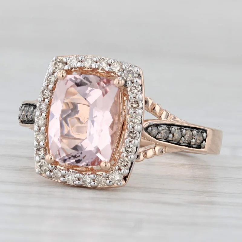 ladies engagement rings marquise-Le Vian 2.05ctw Morganite Diamond Halo Ring 14k Rose Gold Size 7 Engagement