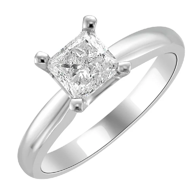 ladies rings vintage-14KT  WHITE GOLD 1.02CT PRINCESS DIAMOND SOLITAIRE RING