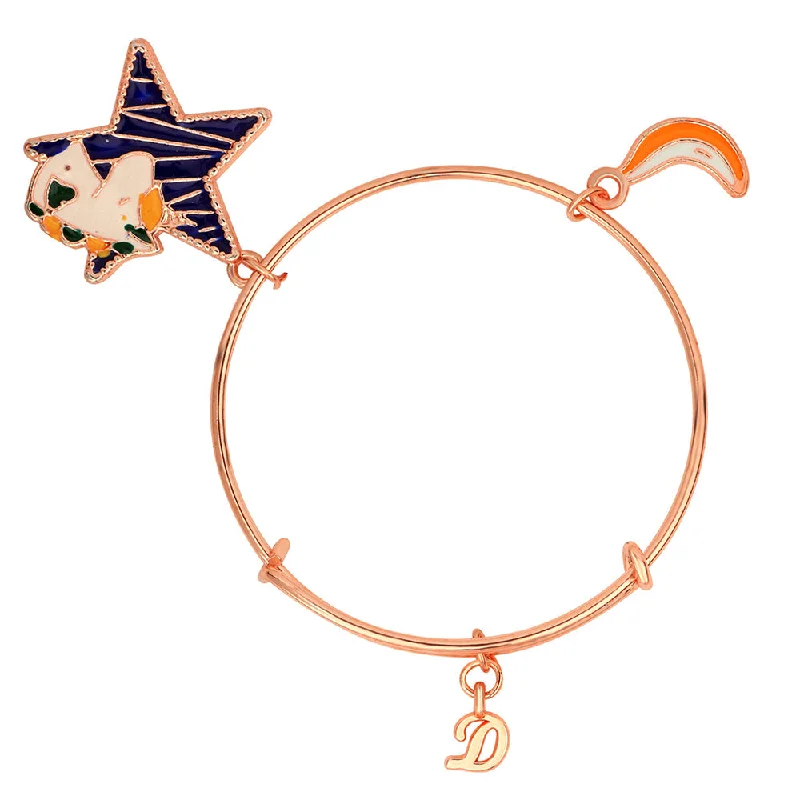 Ladies bracelets cat shine -Mahi D Letter Banana & Star Unicorn Shaped Charm Bracelet with Rose Gold Plated for Kids (BRK1100851Z)