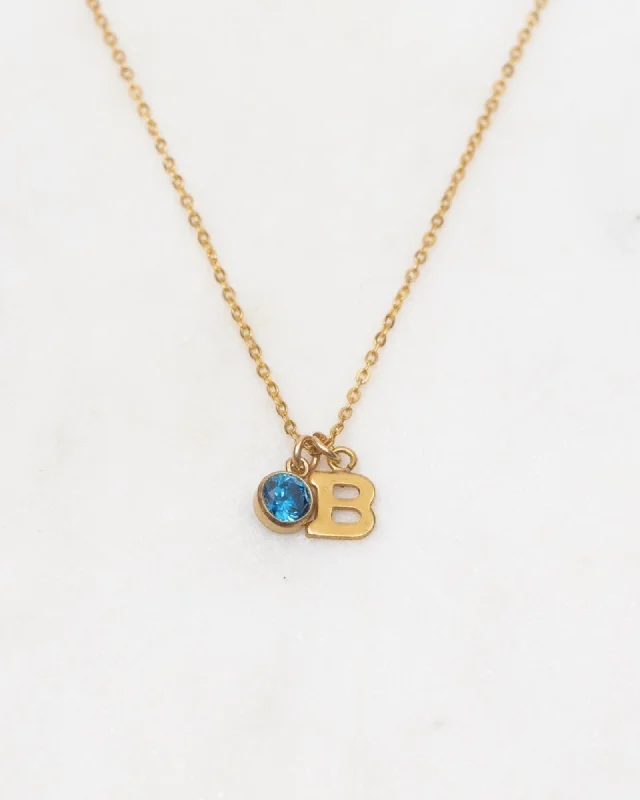 Ladies necklaces celestial shine -Initial B with Birthstone Necklace