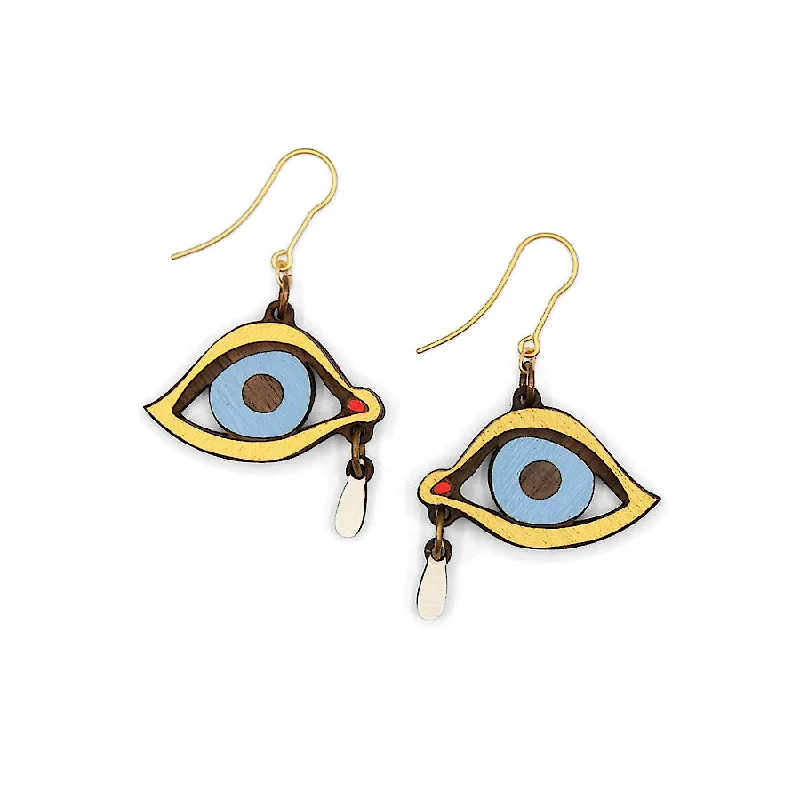 ladies earrings infinity-Eye With a Tear Earrings