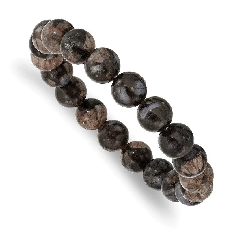 Ladies bracelets friend shine -Black and Brown Agate Beaded Stretch Bracelet