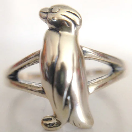 ladies rings tailor made-Rockhopper Penguin Sterling Silver Ring (by Kabana sizes 5 & 7)