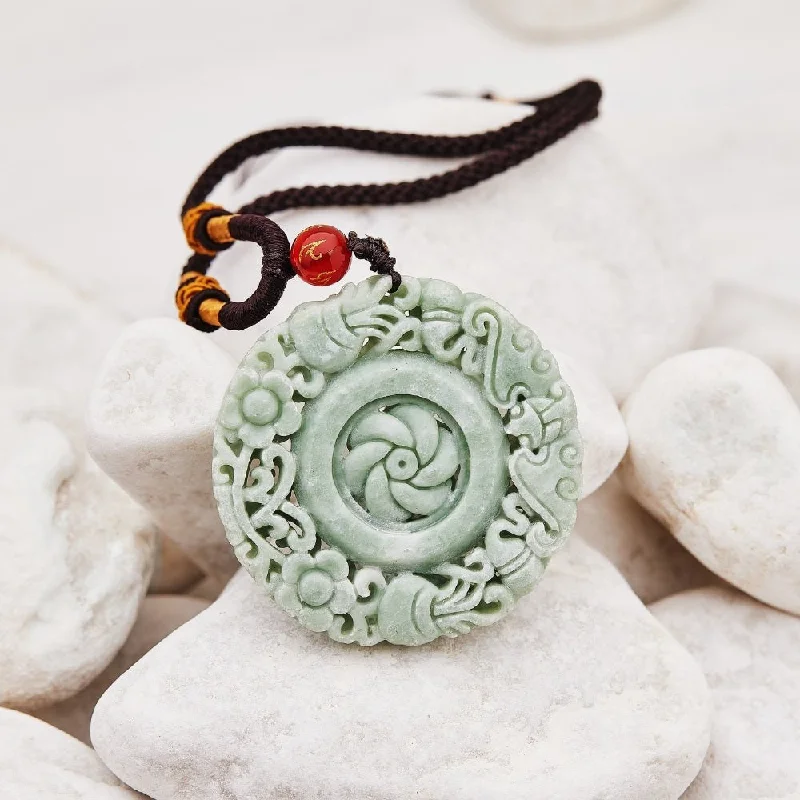 Ladies necklaces yoga vibe -Natural Jade Flower Necklace