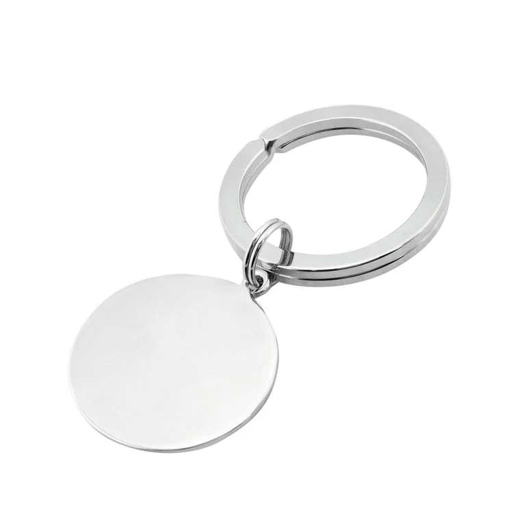 ladies rings textured-Rhodium Finish Polished Round Key Ring