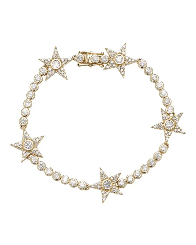 Ladies bracelets mixed glow -14k Gold Tennis Bracelet With Five Bezel Stars BG000501