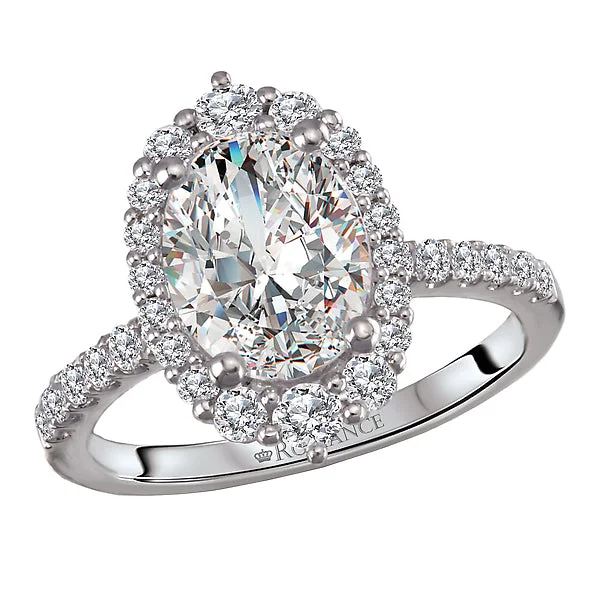 ladies rings rustic-Halo Semi-Mount Diamond Ring