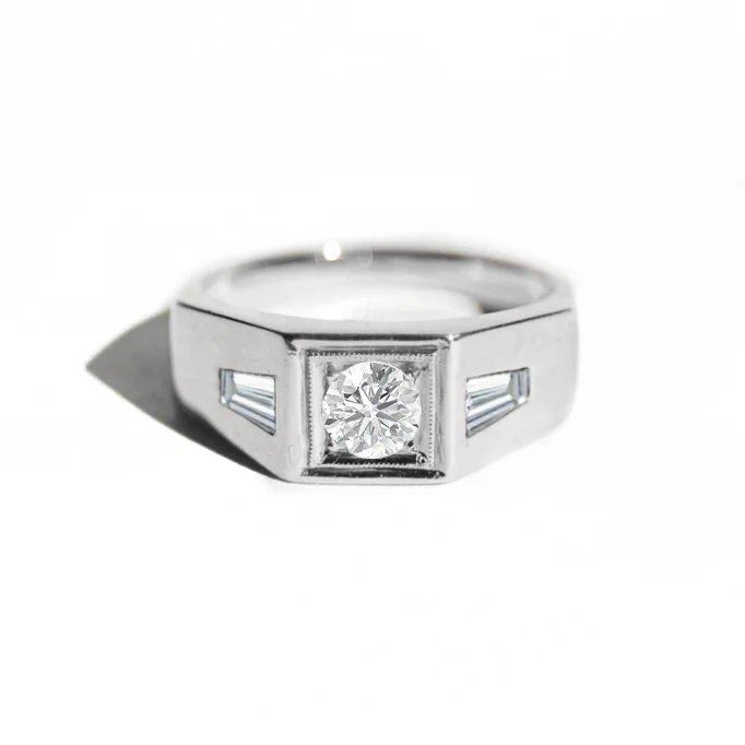 ladies engagement rings heavy-Deco Diamond Men's Engagement Ring