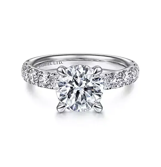 ladies engagement rings narrow-Broderick - 18K White Gold Round Diamond Engagement Ring