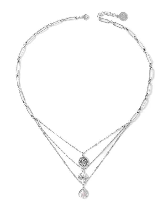 Ladies necklaces cruelty free -Groove Silver Necklace