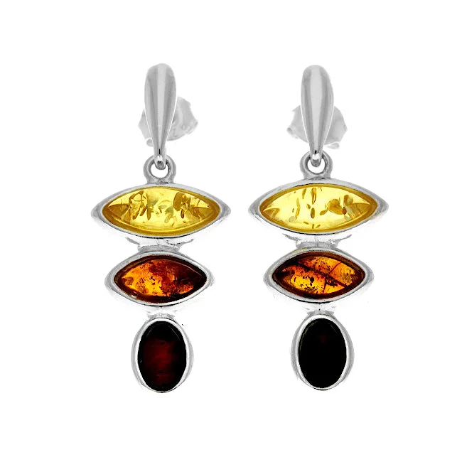 ladies earrings 1920s-Baltic Amber Modern Drop Earrings