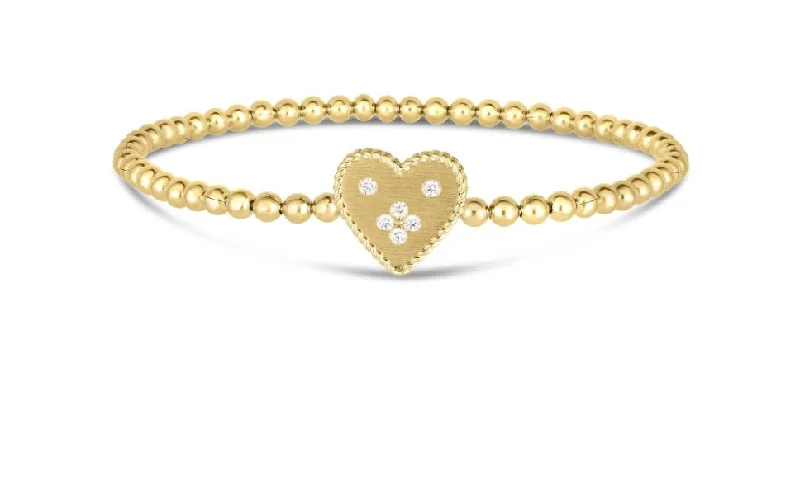 Ladies bracelets christian glow -Venetian Princess 0.08Ct Diamond Heart Bracelet in 18K Yellow Gold