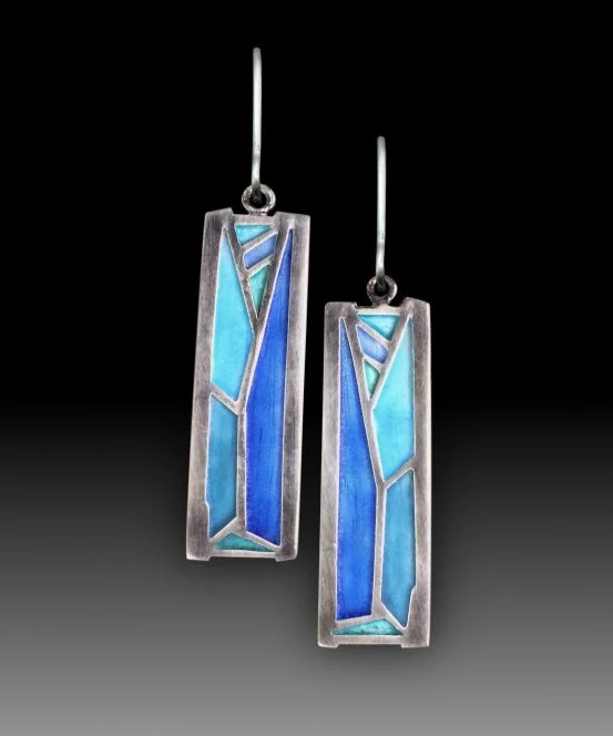 ladies earrings extravagant-Blue Teal Leaf Earring 195