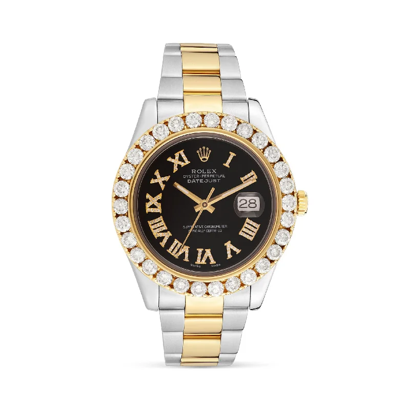 Ladies bracelets rose gold elegance -Rolex DateJust 41 mm with Black Diamond Dial with Two-Tone Oyster Bracelet; 116333