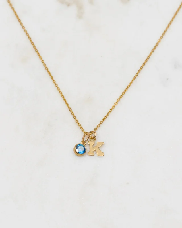 Ladies necklaces proposal gift -Initial K with Birthstone Necklace