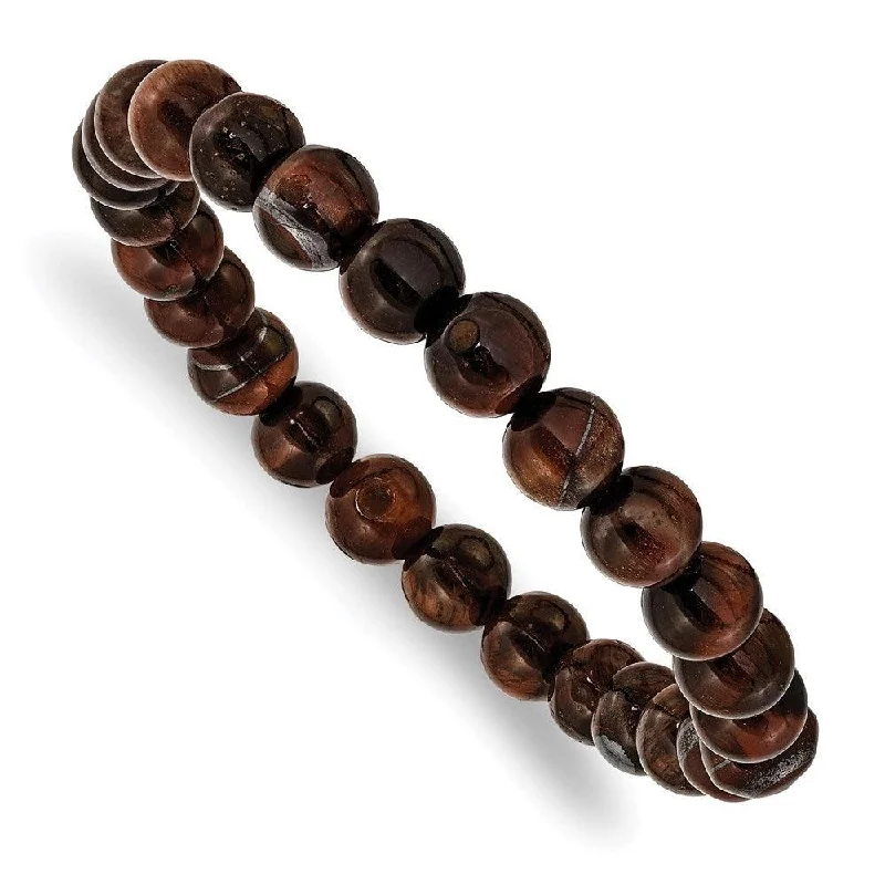 Ladies bracelets radiant shine -Red Tiger's Eye Agate Beaded Stretch Bracelet