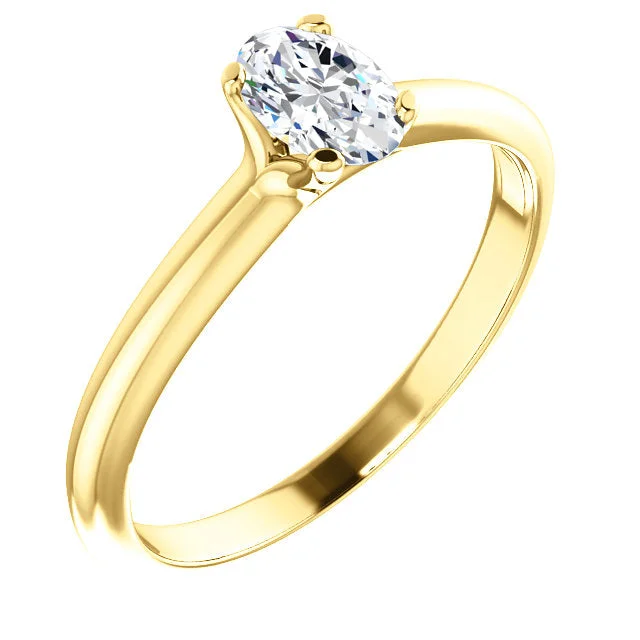 ladies engagement rings splurge-18K Yellow Oval Solitaire Engagement Ring 122005:562:P