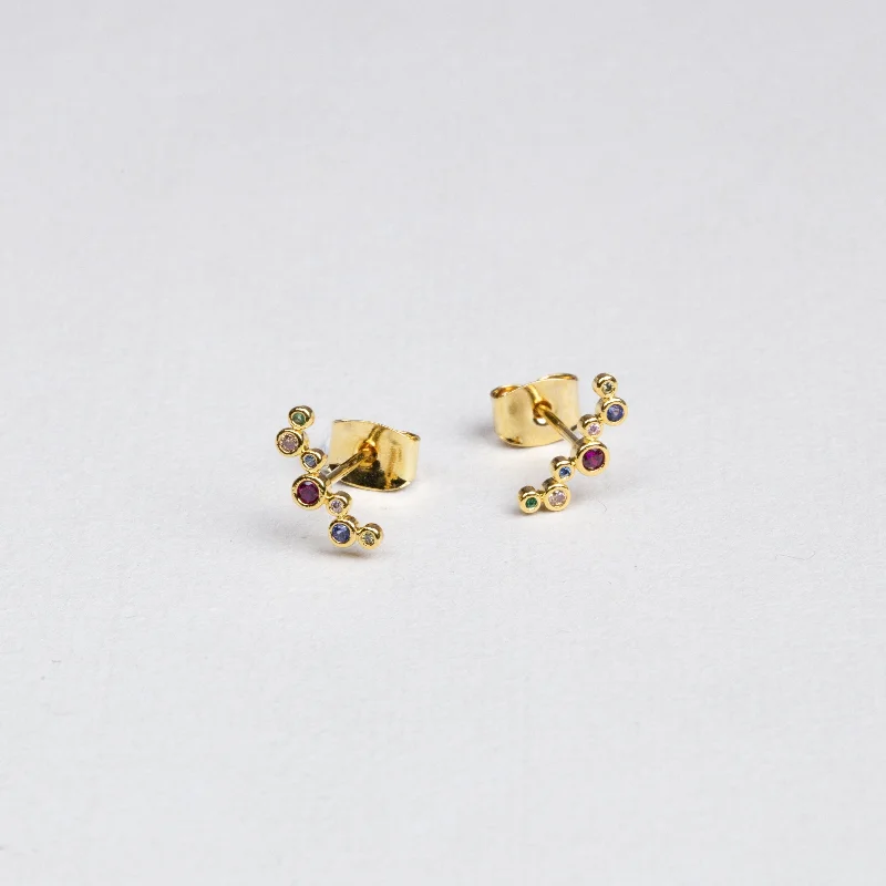 ladies earrings statement-Multicolour Bubbly Stud Earrings