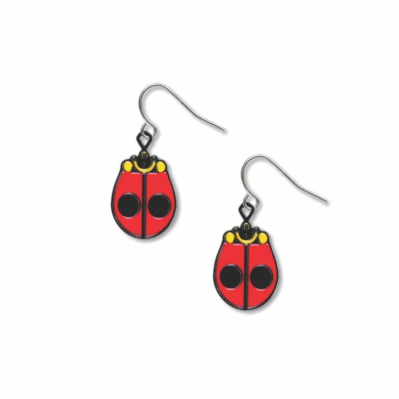 ladies earrings extravagant-Charley Harper Ladybug Earrings