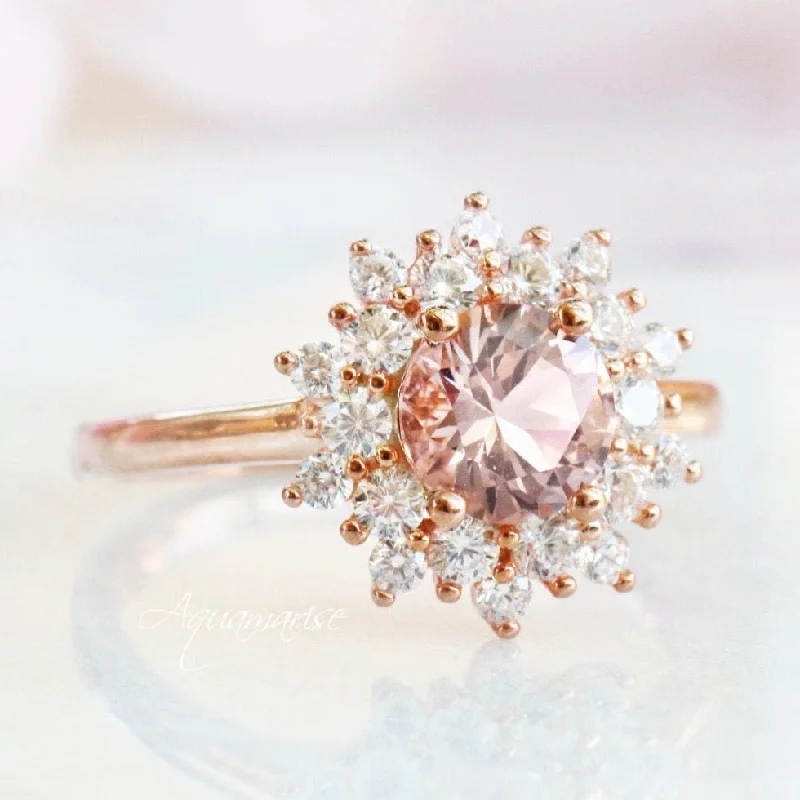 ladies engagement rings vintage-Avery Natural Morganite Engagement Ring- 14K Solid Rose Gold