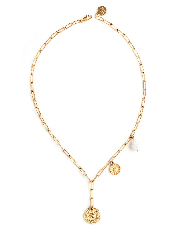 Ladies necklaces channel gems -Botani Gold Necklace