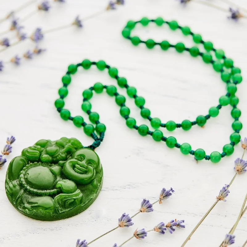 Ladies necklaces queenly crown -Jade Crystal Buddha Necklace