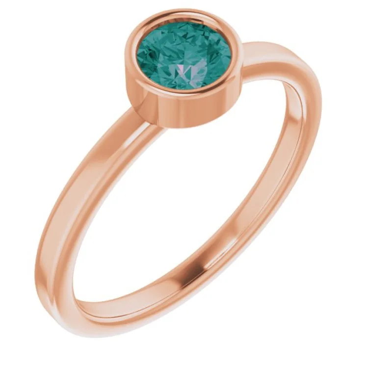 ladies rings turquoise-14K Rose 5 mm Lab-Grown Alexandrite Ring