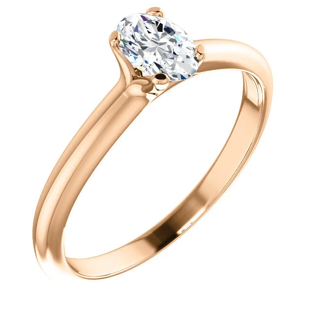 ladies engagement rings two tone-18K Rose Oval Solitaire Engagement Ring 122005:910:P