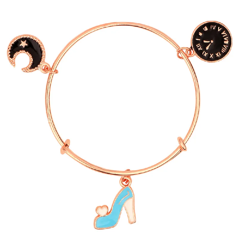 Ladies bracelets recycled shine -Mahi Moon Sandal & Watch Shaped Rose Gold Plated Charm Bracelet for Girls(BRK1100836Z)