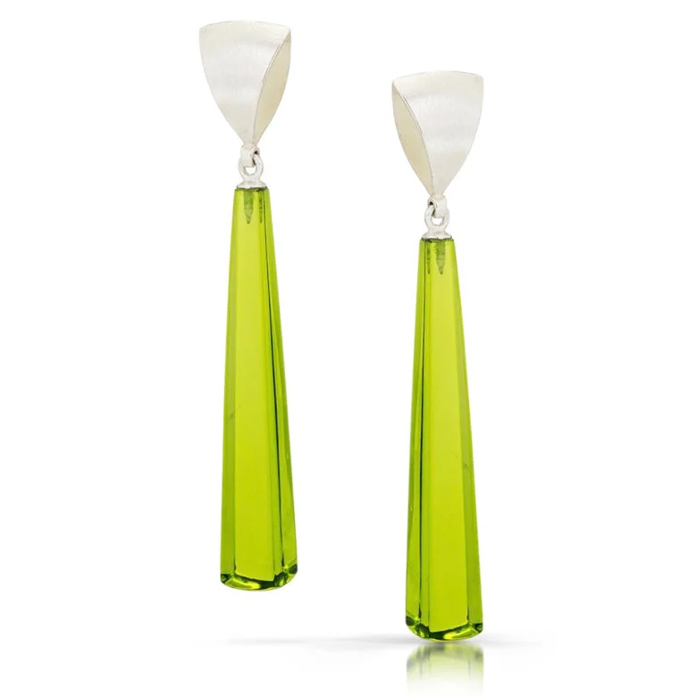 ladies earrings popular-Spinnaker Drop Earrings with Green quartz