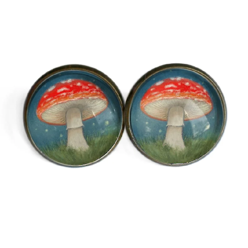 ladies earrings sleek-Moonlit Mushrooms Stud Earrings