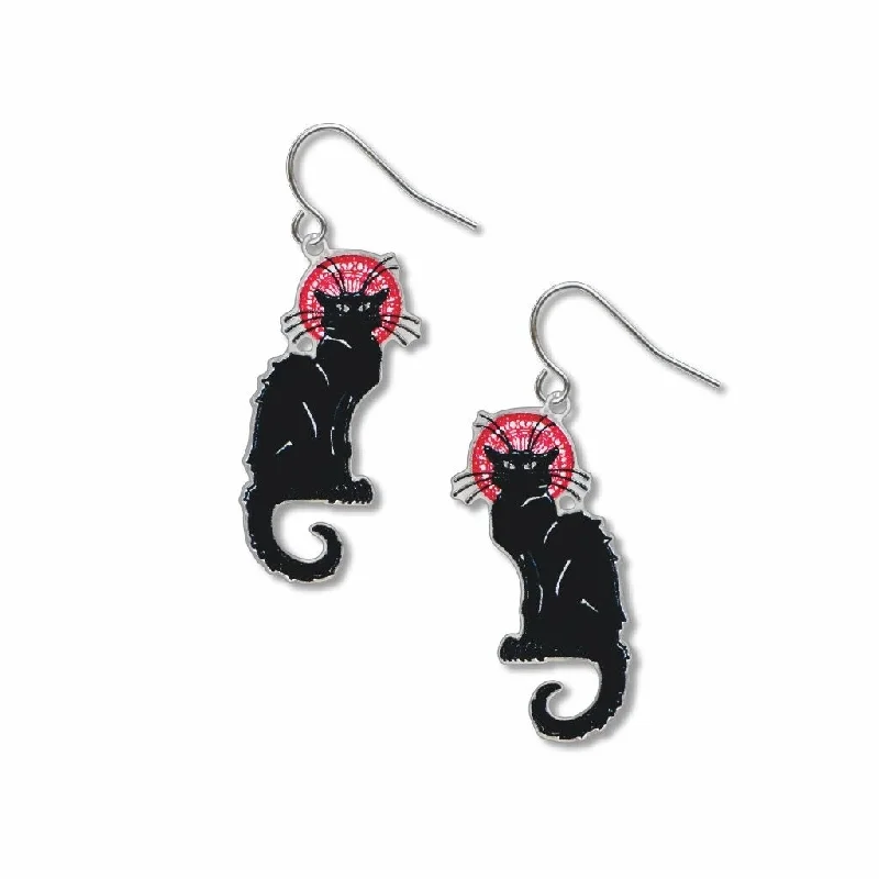 ladies earrings large-Le Chat Noir Earrings