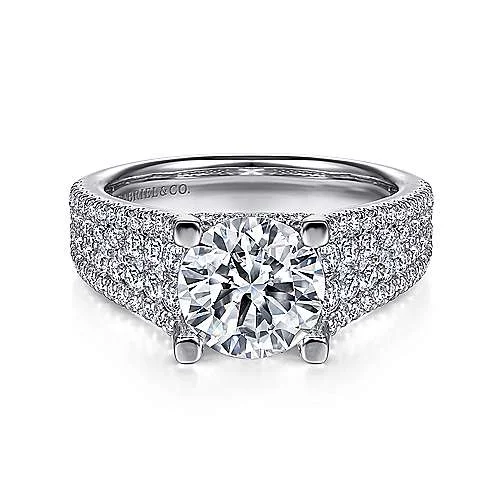 ladies engagement rings floral-Caldwell - 14K White Gold Round Diamond Engagement Ring