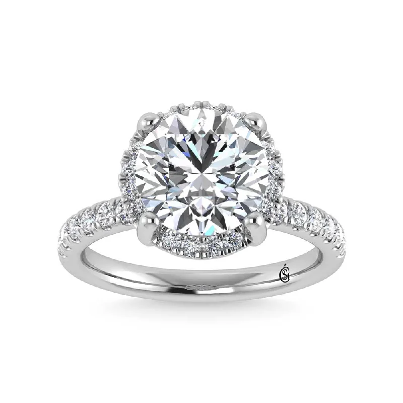 ladies engagement rings flush-14K White Gold Lab Grown Diamond 4 5/8 Ct.Tw. Round Shape Engagement Ring