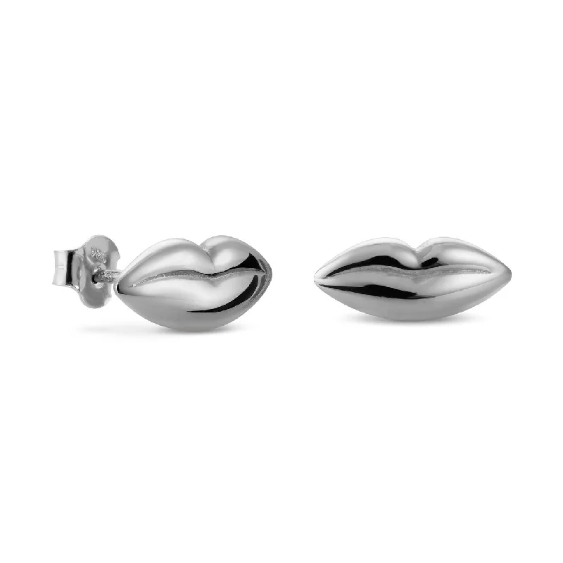 ladies earrings jared-Dalí Lips Stud Earrings - Platinum Plated Silver