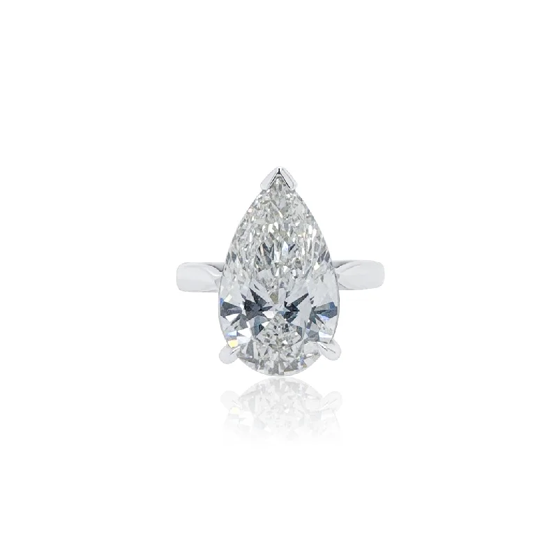 ladies engagement rings seasonal design-5.03 CT Pear Shape Lab Grown Diamond Solitaire 14K White Gold Engagement Ring