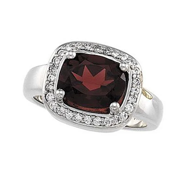 ladies rings rose gold-14KT GOLD 2.80 CT GARNET & .28 CTW DIAMOND HALO RING