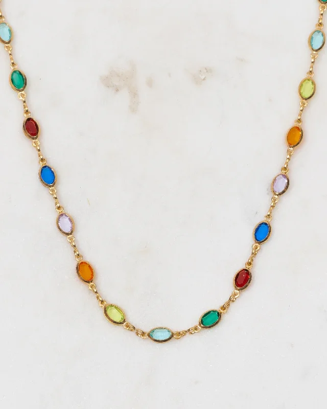 Ladies necklaces two tone shine -Gisela Colourful Gold Necklace