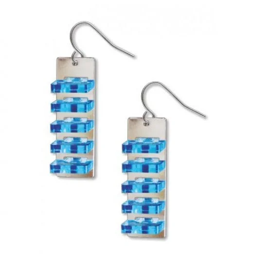 ladies earrings polished-Space Between Earrings, Blue