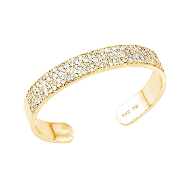 Ladies bracelets side stone shine -Diamond Cobblestone 14K Gold Cuff Bracelet  BG000847