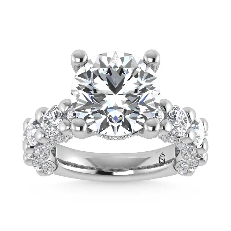 ladies engagement rings platinum-14K White Gold Lab Grown Diamond 9 1/5 Ct.Tw. Victoria Engagement Ring