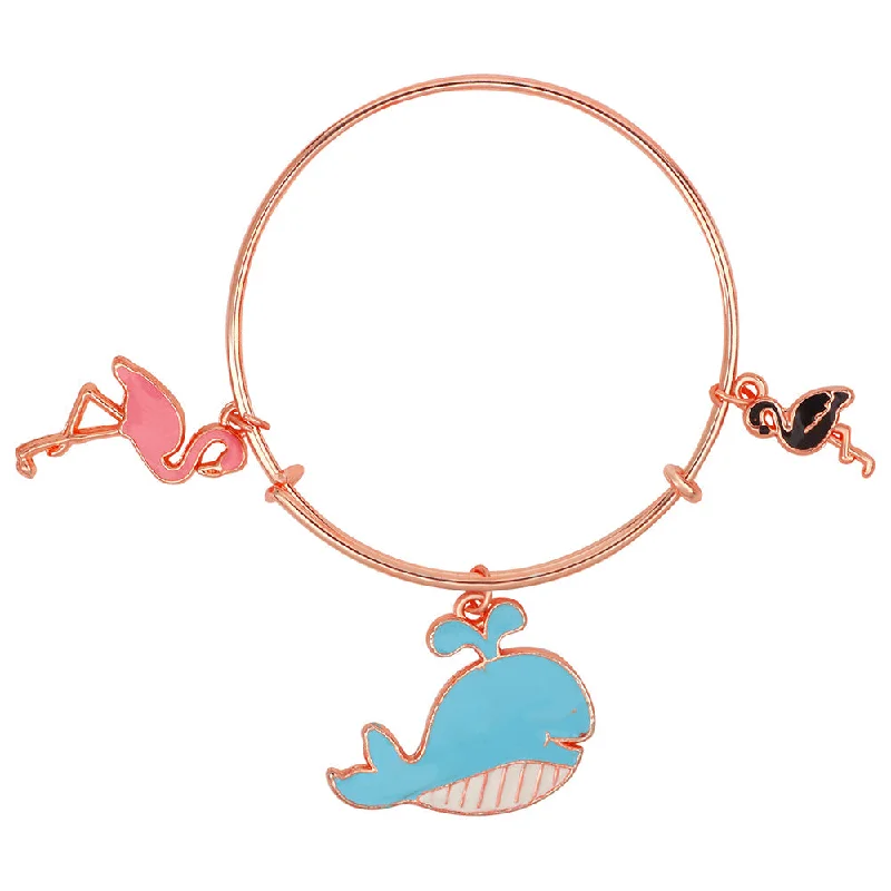 Ladies bracelets spirit shine -Mahi Swan, Duck & Fish Shaped Enamel Work Charm Bracelet with Rose Gold Plated for Kids (BRK1100872Z)