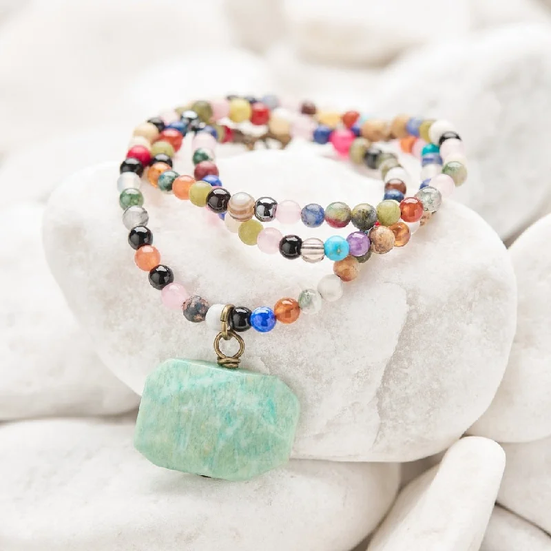 Ladies necklaces exotic stones -Amazonite Gemstone Choker Necklace