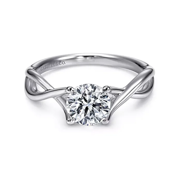 ladies engagement rings horoscope-Kylo - 14K White Gold Round Twisted Diamond Engagement Ring