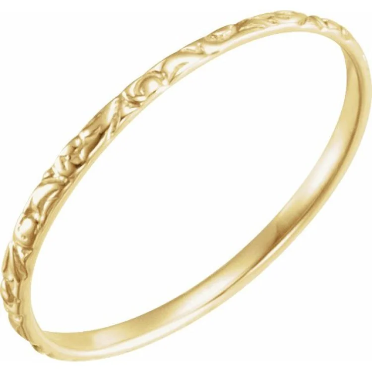 ladies rings travel friendly-14K Yellow Etched Ring