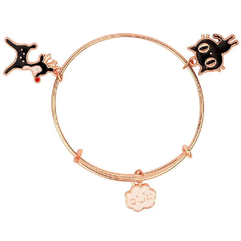 Ladies bracelets unicorn glow -Mahi Cat, Dog & Cloud Shapde Rose Gold Plated Enamel Work Charms Bracelet for Girls (BRK1100849Z)