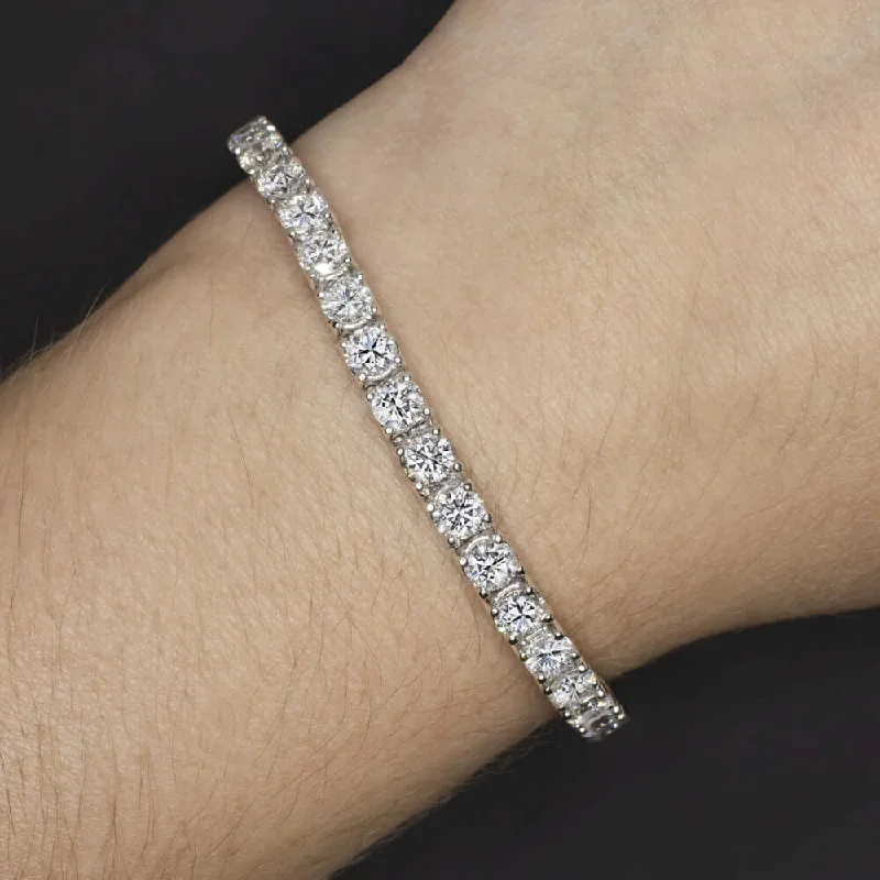 Ladies bracelets carved detail -11.77ct DIAMOND TENNIS BRACELET 14k WHITE GOLD ROUND BRILLIANT CUT CLASSIC 12ct