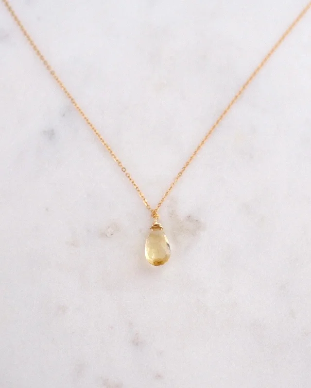 Ladies necklaces compass glow -Citrine Drop Necklace