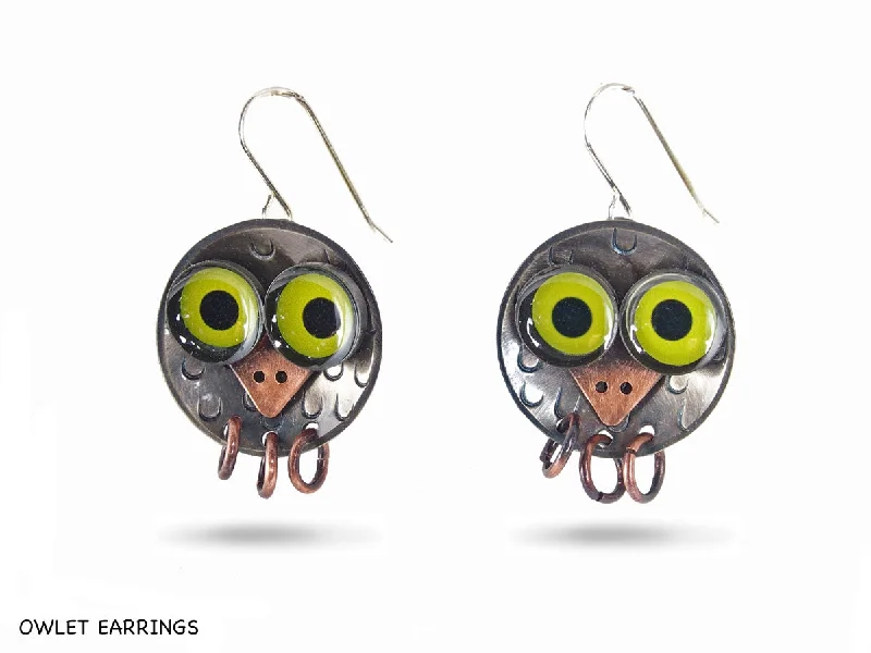 ladies earrings yellow gold-Owlet Earrings